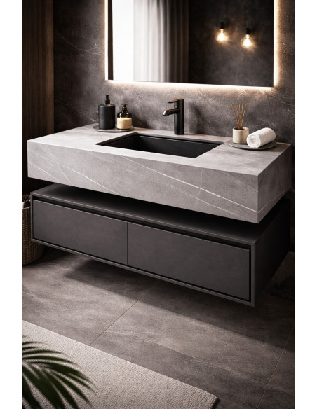 Vanitory Mesada con Bacha y Mueble con Cajones Flotante